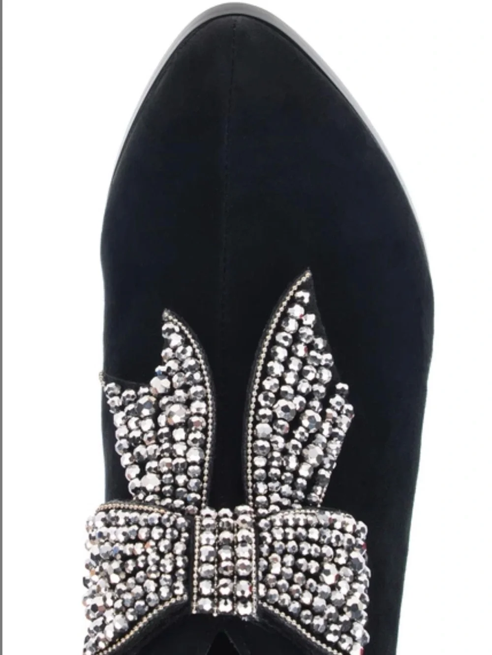 Blizzard I Black leather Suede Crystal Bow Ankle Boot size 8